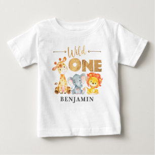 Jungle Wild One 1st Birthday Baby Animals T-Shirt