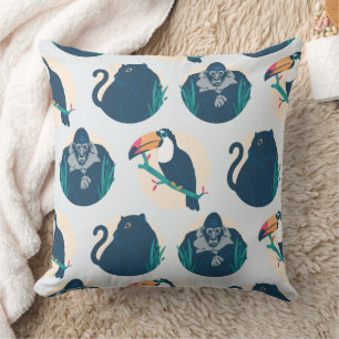 Jungle Wildlife Animals Pattern Cushion
