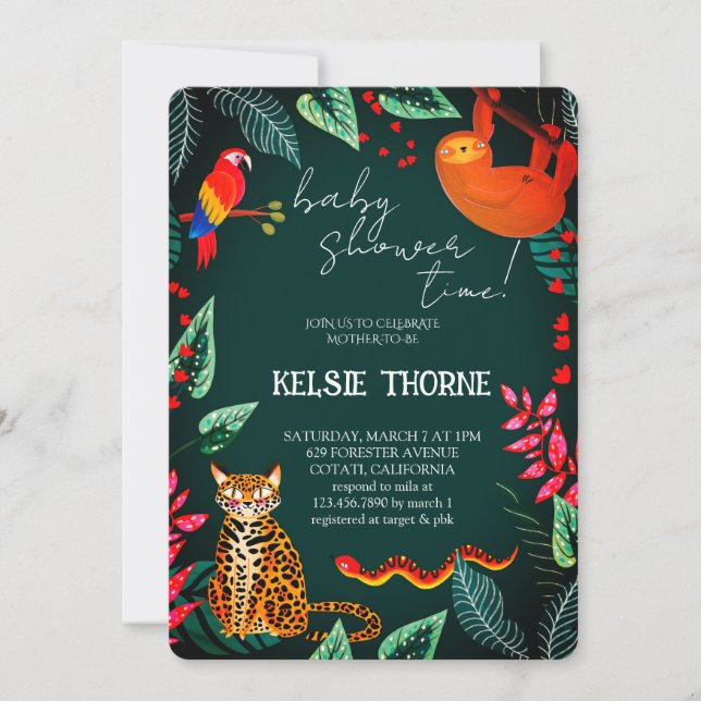 Jungle Wildlife Baby Shower Invitation