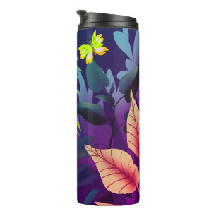 Jungle with yellow butterflies thermal tumbler