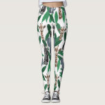 Jungle Zebra Elephant Giraffe Safari Animals Leggings<br><div class="desc">This cute and modern pattern is perfect for the animal lover. It features hand-drawn safari animal illustrations including zebras, elephants, and giraffe with jungle leaves on top of a simple white background. The colour scheme includes forest green, bright green, grey, brown, yellow, black, and white. It's a trendy and fun...</div>
