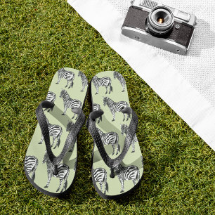 Jungle Zebra Wild Pattern & Personalised Name Jandals