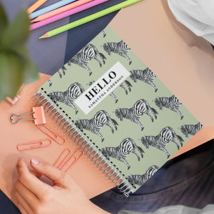 Jungle Zebra Wild Pattern & Personalised Name Notebook