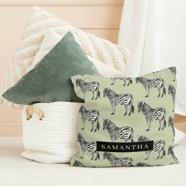 Jungle Zebra Wild Pattern & Personalized Name Cushion (Creator Uploaded)