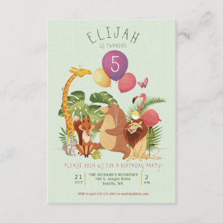 Jungle Zoo Animal Friends Birthday Party Invite