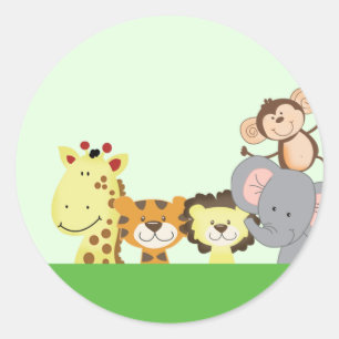 JUNGLE ZOO PARTY Envelope Seals - Green