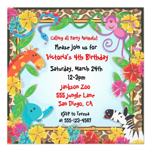 Jungle Zoo Party Invitation | Zazzle