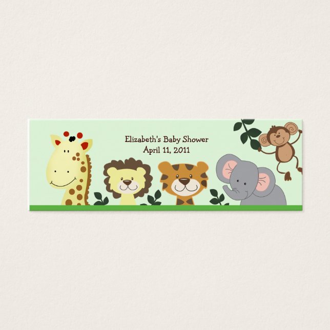 Jungle Zoo Party Shower / Birthday Favour Tag (Front)
