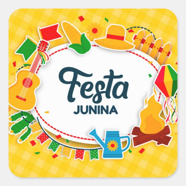 Junina Party Square Sticker (Front)