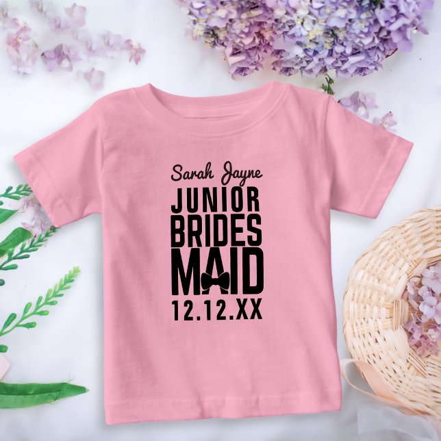 Junior Bridesmaid Bridal Party Custom Name T-Shirt (A cute junior bridesmaid bridal party shirt with space for their name and your wedding date)