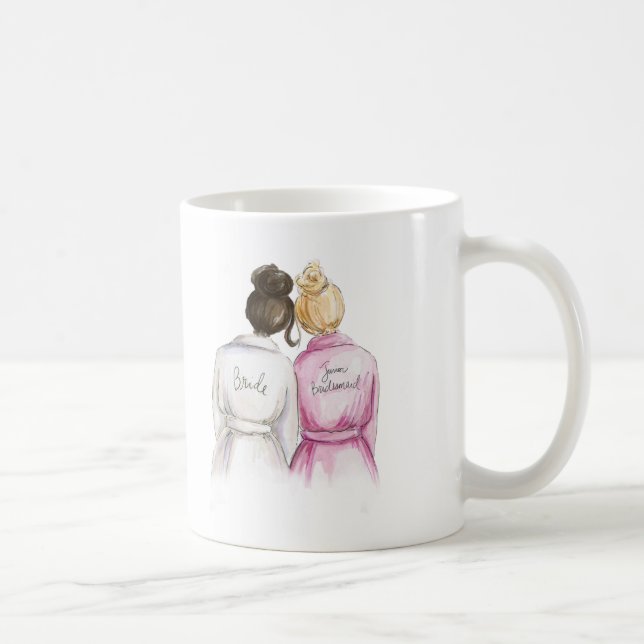 Junior Bridesmaid? Dk Br Bun Bride Bl Bun Maid Coffee Mug (Right)