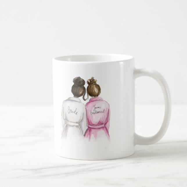 Junior Bridesmaid? Dk Br Bun Bride Br Bun Maid Coffee Mug (Right)