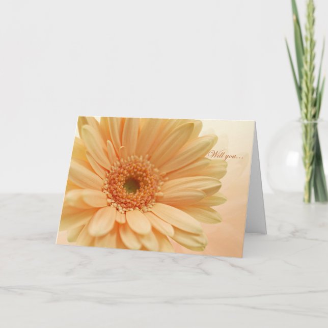 Junior Bridesmaid invitation, peach Gerbera(daisy) Invitation (Front)