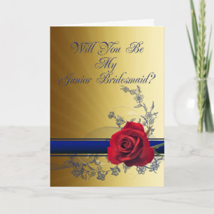 Junior Bridesmaid invitation with a red rose
