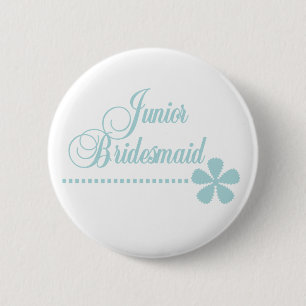 Junior Bridesmaid Teal Elegance 6 Cm Round Badge