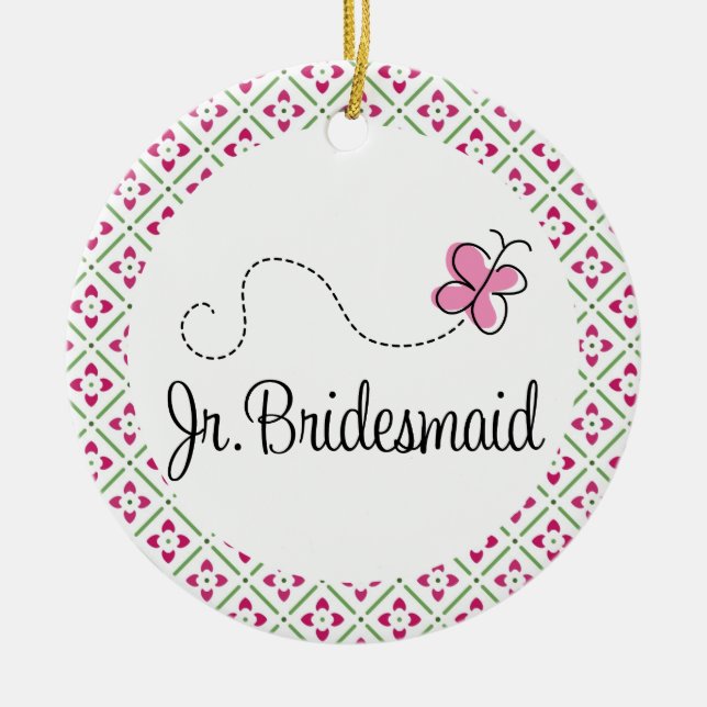 Junior Bridesmaid Wedding Keepsake Ornament Gift (Front)
