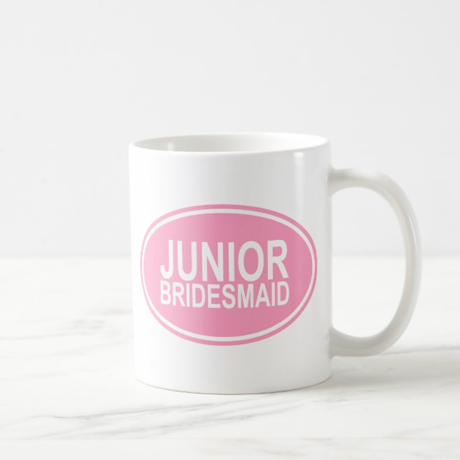 Junior Bridesmaid Wedding Oval Pink Coffee Mug (Right)