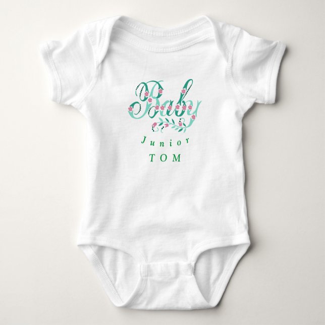  Junior calligraphy Personalised Baby Bodysuit (Front)