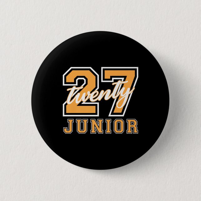Junior Class 2027 Graduation Back To School Orange 6 Cm Round Badge (Front)