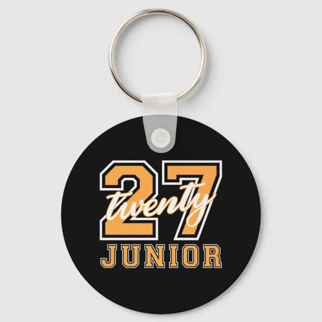 Junior Class 2027 Graduation Back To School Orange Key Ring (Front)