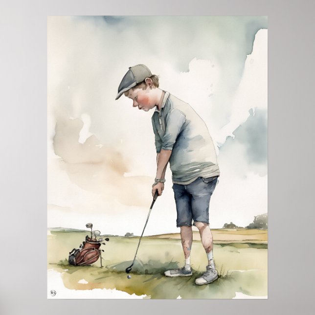 Junior Golfer - Golf Art Print (Front)