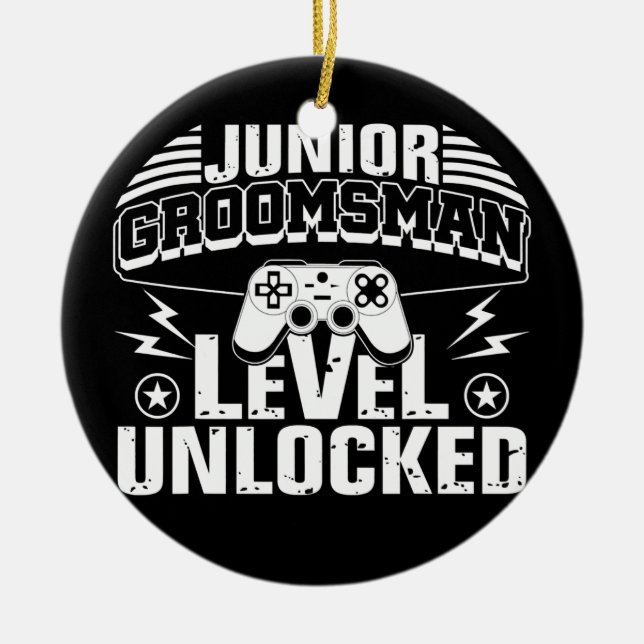 Junior Groomsman Gaming Video Gamer Wedding  Ceramic Tree Decoration (Front)