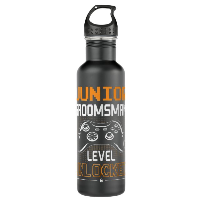 Junior Groomsman Level Unlocked Gaming Wedding Par 710 Ml Water Bottle (Front)