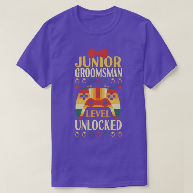Junior Groomsman Level Unlocked T-Shirt (Design Front)