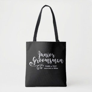 Junior Groomsman Tote Bag Cool Modern Script