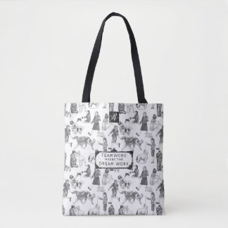 JUNIOR Handlers Dog Show Black Toile w/ Teamwork Tote Bag