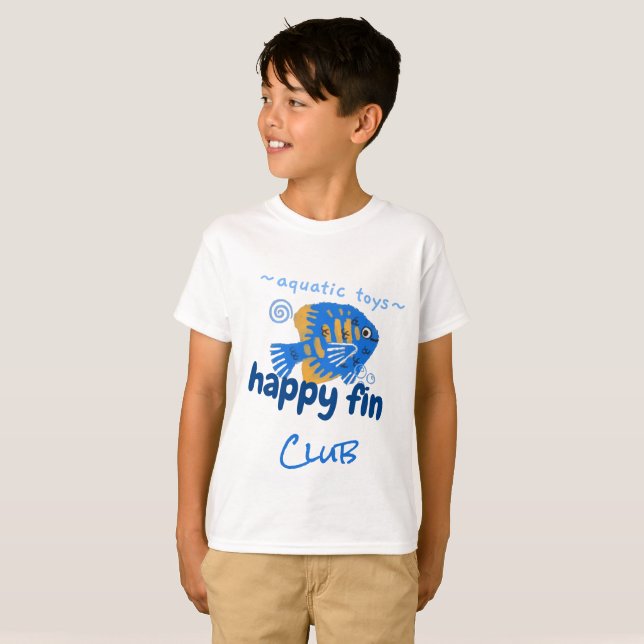 Junior League Blue Happy Fin Illustration T-Shirt (Front Full)