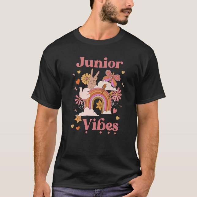 Junior Vibes School Groovy Retro Boho Rainbow 11th T-Shirt (Front)