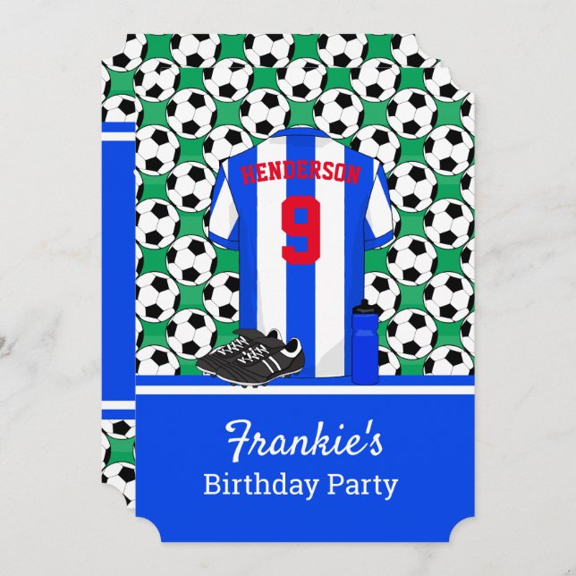 Junior youth soccer event BW Stripes Invitation (Front/Back)