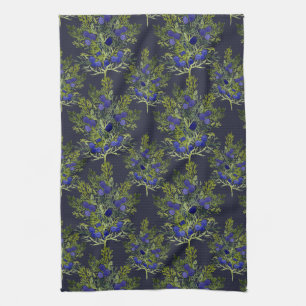 Juniper berry pattern tea towel