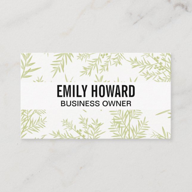 Juniper Branches Background Business Card (Front)