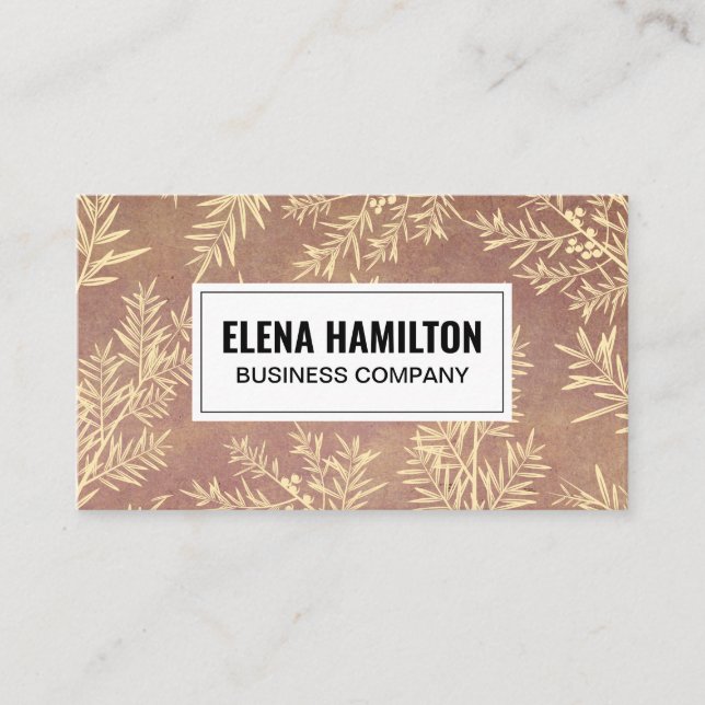 Juniper Branches Texture Background Business Card (Front)