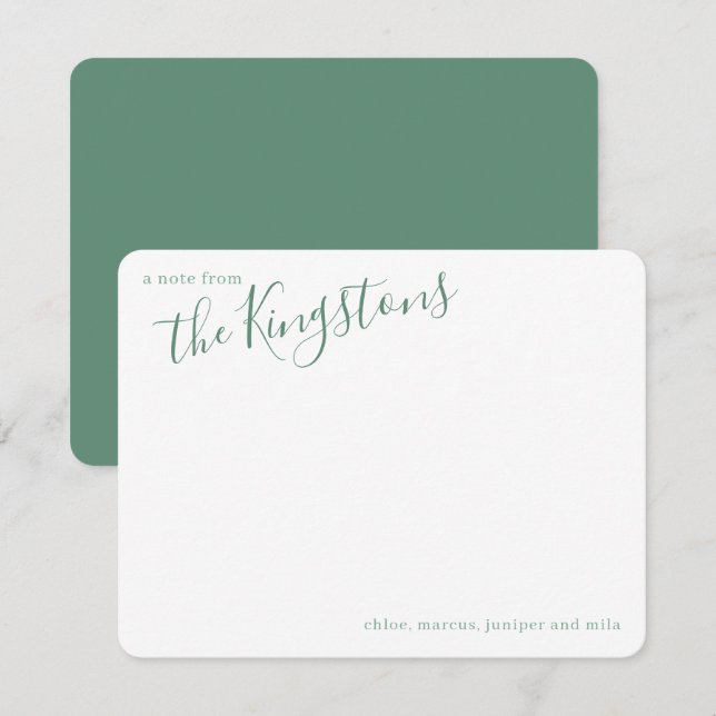 Juniper Family Name Script Card (Front/Back)