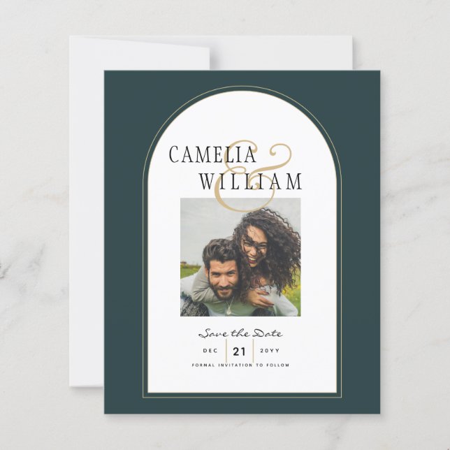 Juniper Green Gold Modern Wedding INVITE QR Code (Front)