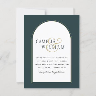 Juniper Green Gold Modern Wedding INVITE QR Code Postcard