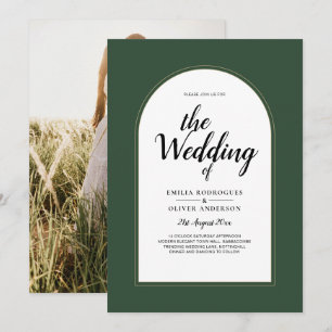 JUNIPER GREEN GOLD PHOTO Wedding INVITE