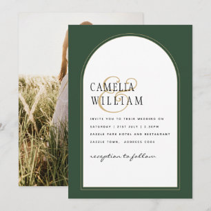 JUNIPER GREEN GOLD PHOTO Wedding INVITE