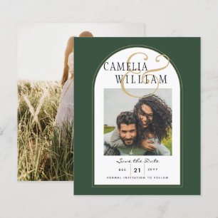 JUNIPER GREEN GOLD PHOTO Wedding INVITE