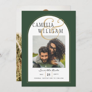 JUNIPER GREEN GOLD PHOTO Wedding INVITE