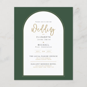 Juniper Green Gold PHOTO Wedding Invite BUDGET Flyer