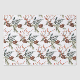 Juniper Pine Branches Cones Ilex Berries Tissue Paper