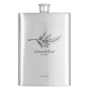 juniper - sineabhar Scottish Gaelic translation  Hip Flask