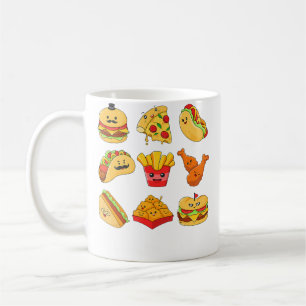Junk Food Cartoons Fried Food Pizza Chicken Nugget Coffee Mug