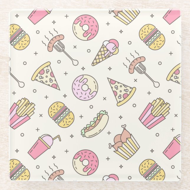 Junk Food Glass Coaster (Front)