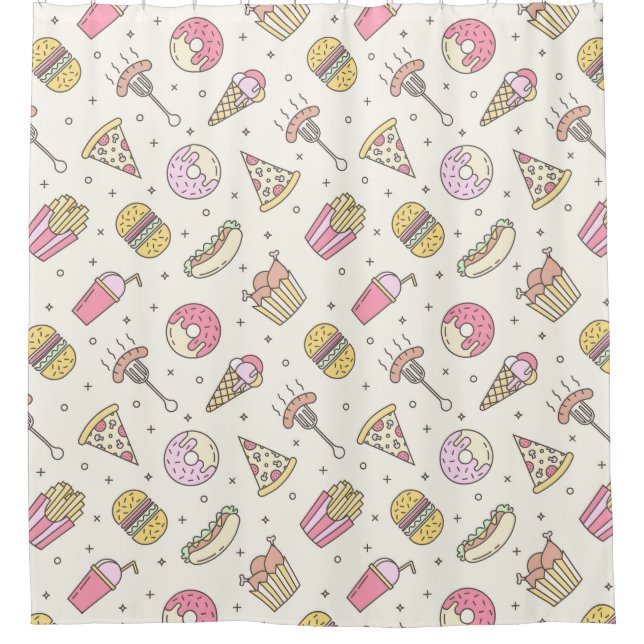 Junk Food Pattern Shower Curtain (Front)