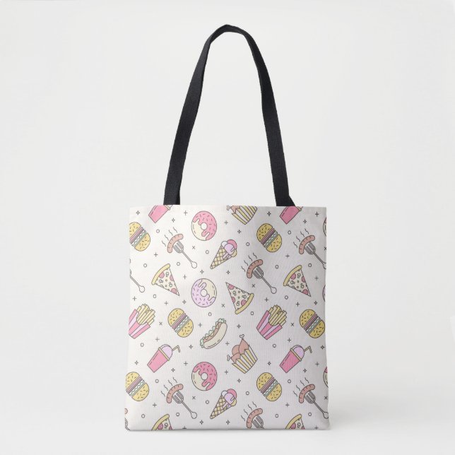 Junk Food Pattern Tote Bag (Front)